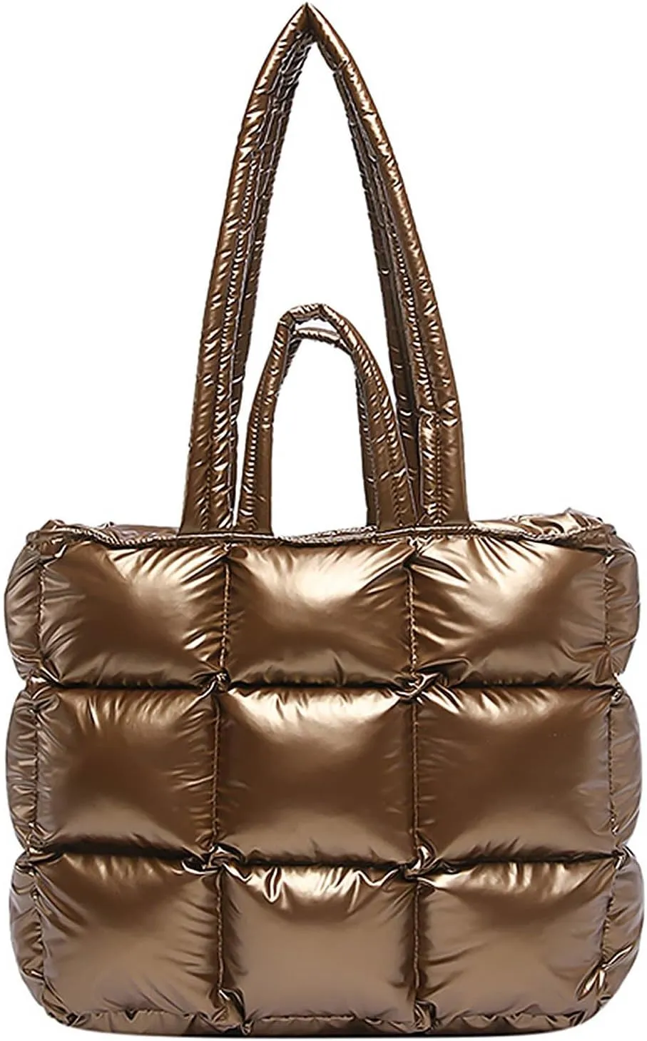 Puffer Tote Bag for Women, Quilted Puffy Handbag, Quilted Shoulder Bag Fluffy Satchel Purse for Work Travel Shopping