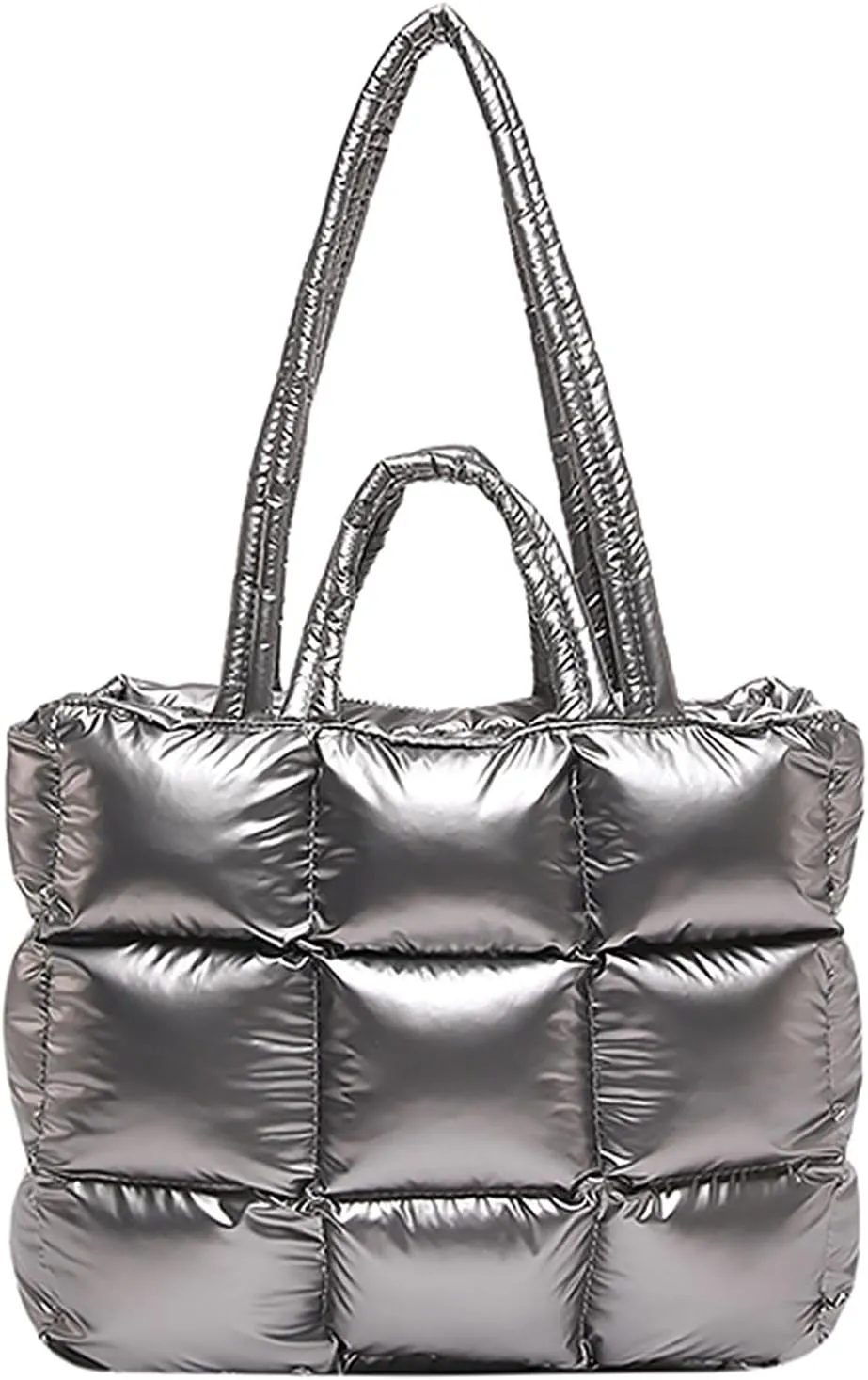 Puffer Tote Bag for Women, Quilted Puffy Handbag, Quilted Shoulder Bag Fluffy Satchel Purse for Work Travel Shopping