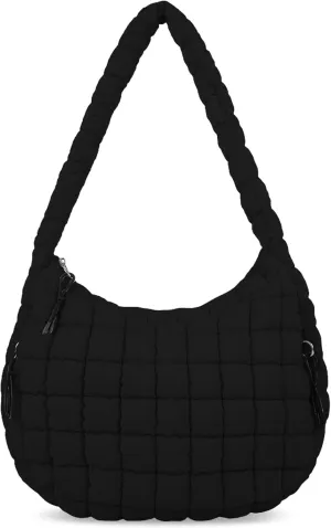 Puffer Tote Bag for Women Quilted Tote Bag Carryall Bag Soft Puffy Crossbody Bag Lightweight Padding Hobo Handbags