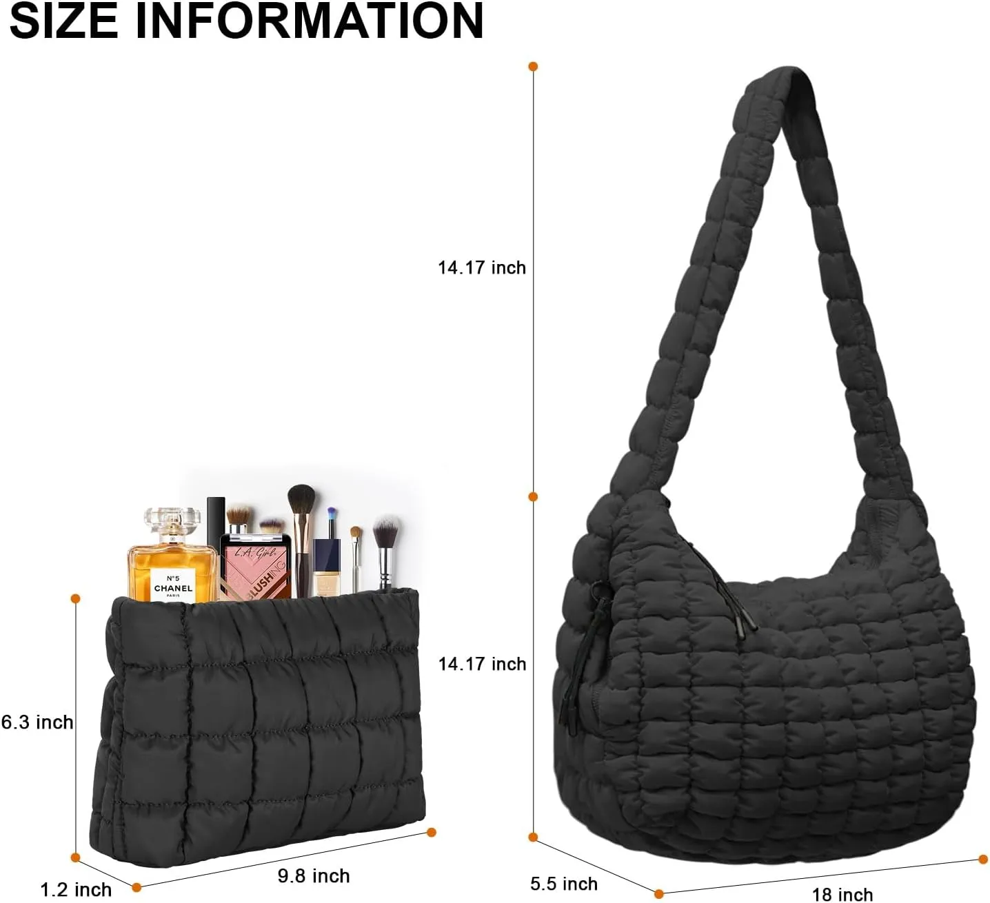 Puffer Tote Bag for Women,Quilted Tote Bag,Large Hobo Quilted Tote Bag Crossbody Shoulder Puff Purse Soft Fluffy Lightweight
