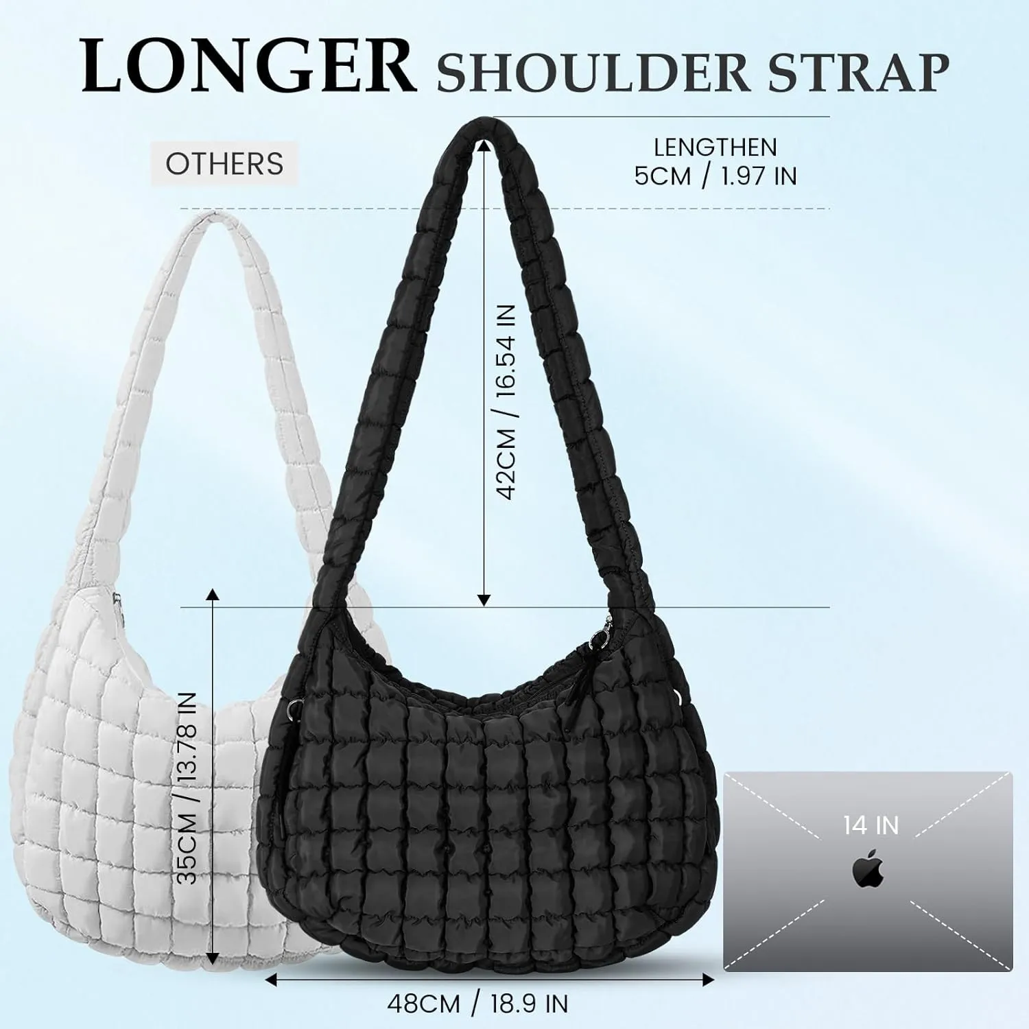 Puffer Tote Bag Quilted Carryall Bag Crossbody Bag Puffy Shoulder Bag for Women Lightweight Hobo Bags