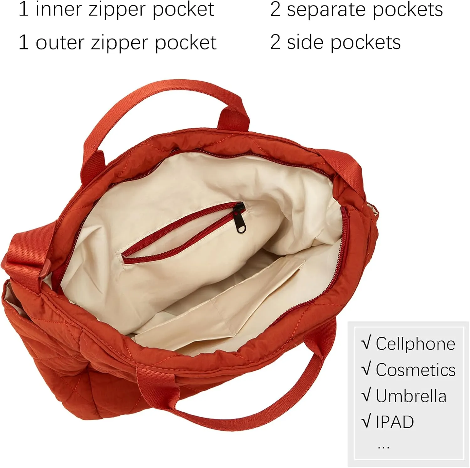 Puffer Tote Bag Women Quilted Crossbody Handbag Lattice Padded Puffy Purse Casual Satchel Bag