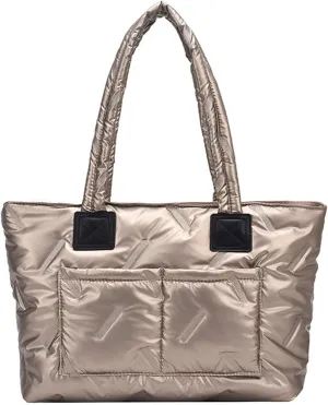 Puffer Tote Bag,Large Quilted Puffy Handbag Shoulder Bag Lightweight Satchel Purse for Travel, Work, Gym, Shop