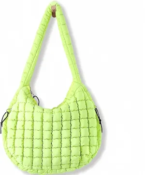 Puffy Quilted Crossbody Bags for Women Large Puffer Tote Bag for Women Free People Bubble Carryall Bag & Wristlet Wallet