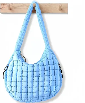 Puffy Quilted Crossbody Bags for Women Large Puffer Tote Bag for Women Free People Bubble Carryall Bag & Wristlet Wallet