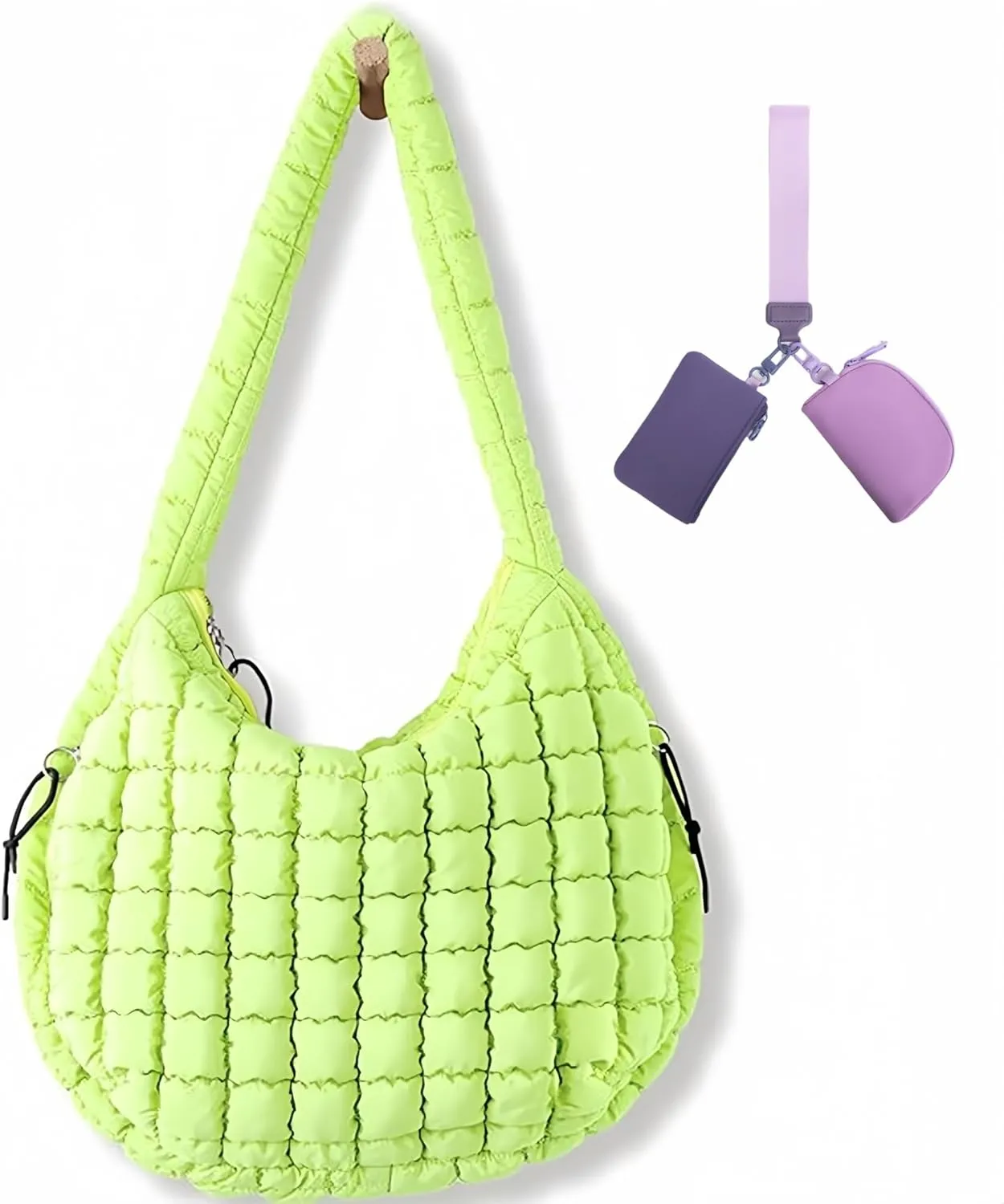 Puffy Quilted Crossbody Bags for Women Large Puffer Tote Bag for Women Free People Bubble Carryall Bag & Wristlet Wallet