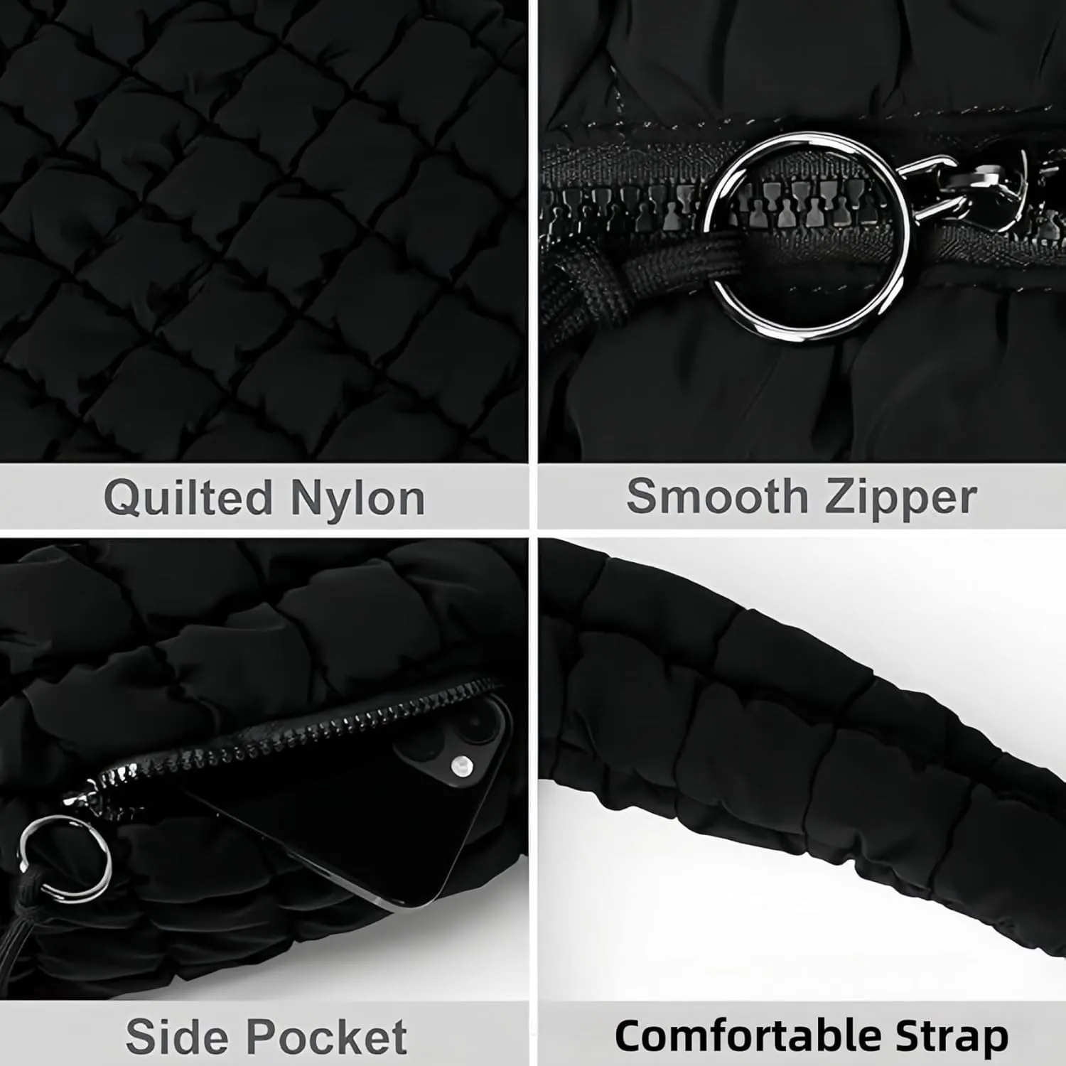 Puffy Quilted Crossbody Bags for Women Large Puffer Tote Bag for Women Free People Bubble Carryall Bag & Wristlet Wallet