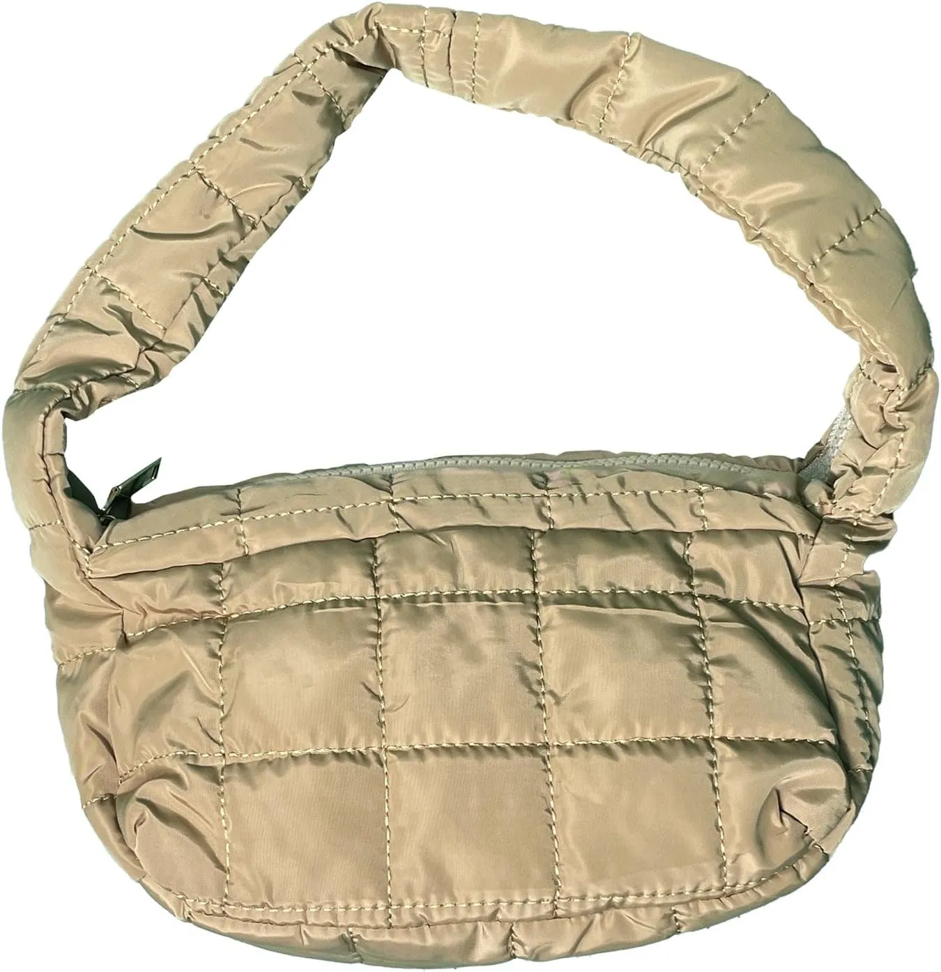 Puffy Quilted Shoulder Bag for Women - Lightweight Nylon/Poly with Zipper Closure, Padded Handbag - Ideal for Any Occasion