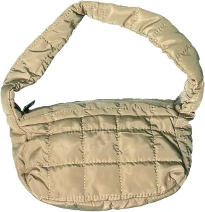 Puffy Quilted Shoulder Bag for Women - Lightweight Nylon/Poly with Zipper Closure, Padded Handbag - Ideal for Any Occasion