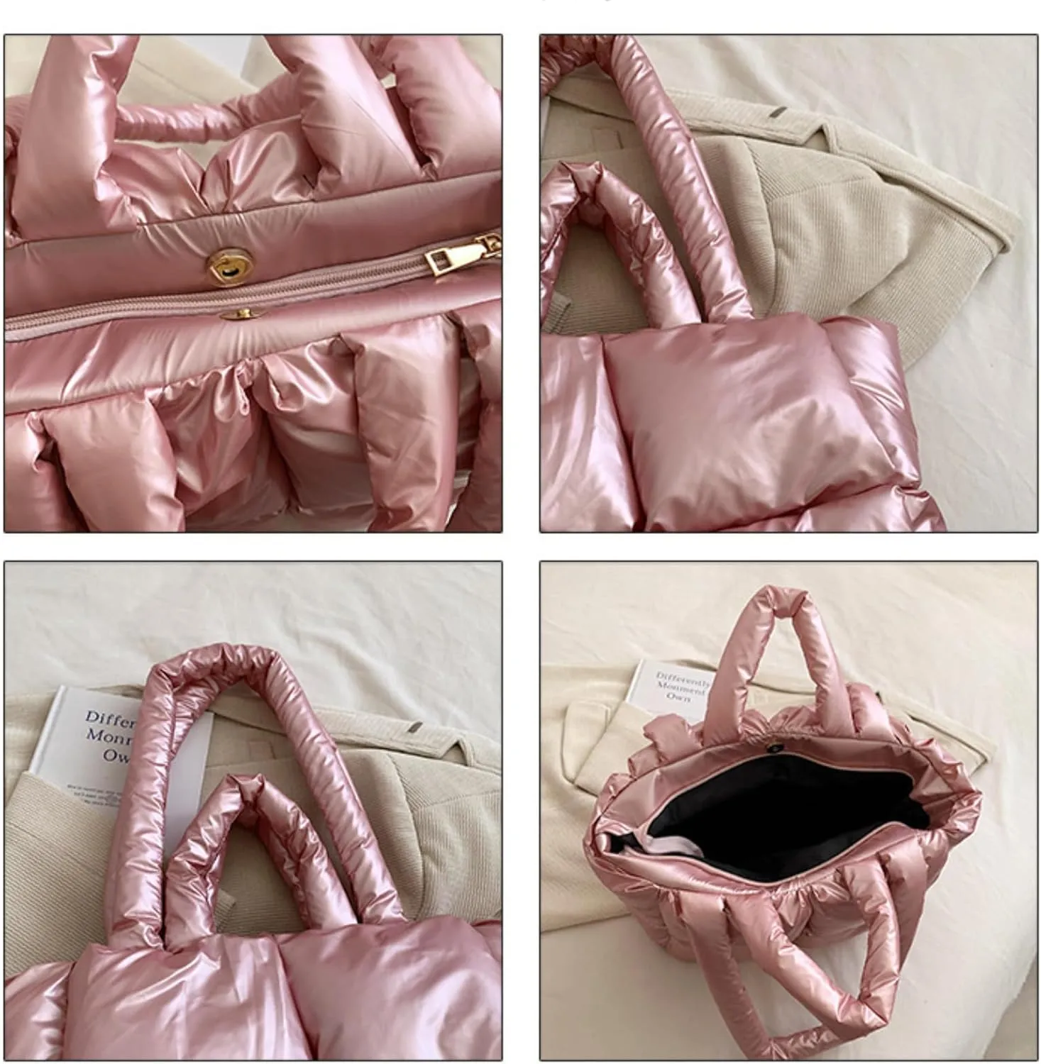 Puffy Tote Bag Padded Puffy Tote Lattice Handbags Large Puffer Tote Bag for Women Shoulder Bag Puffer Luxury Bags