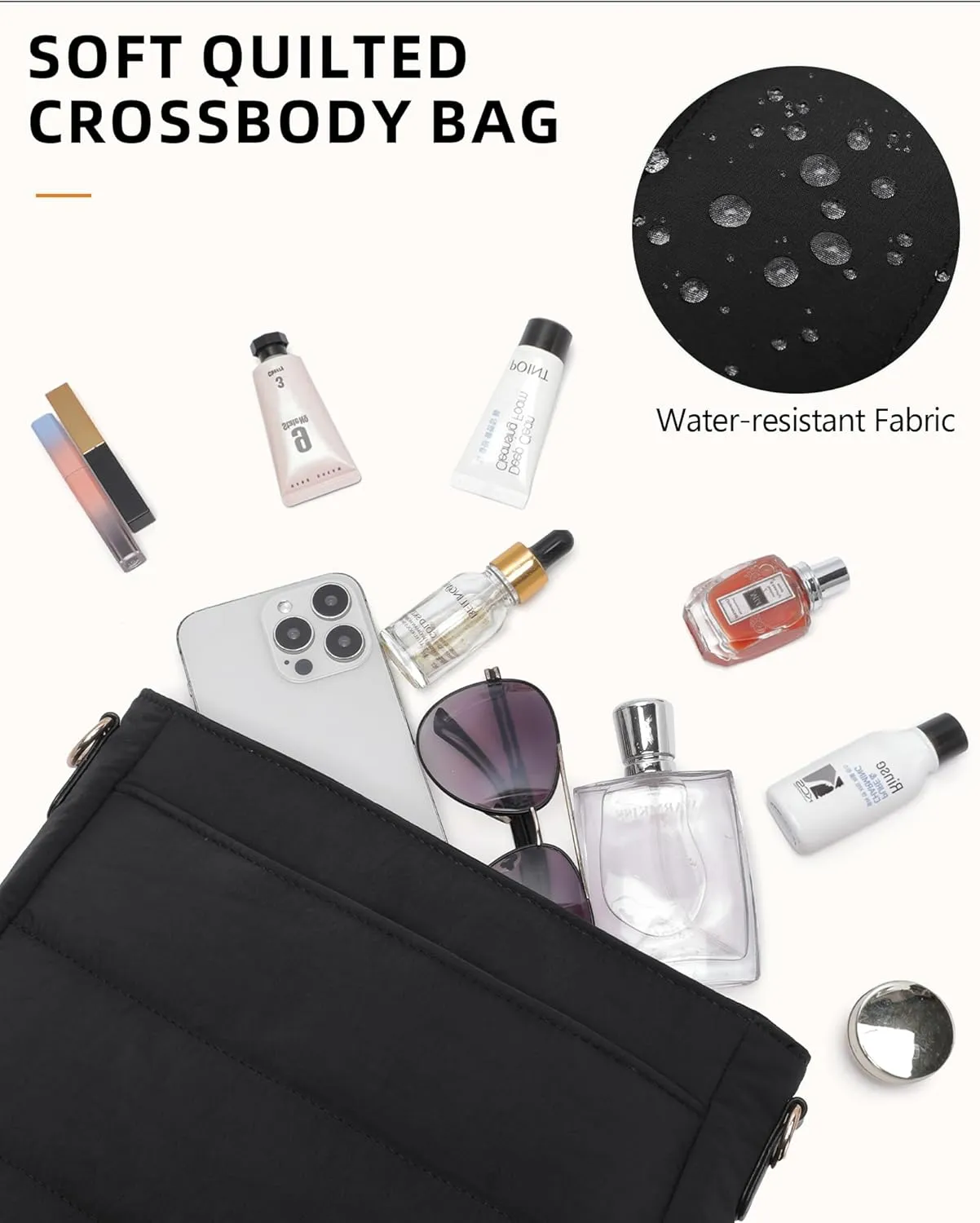 Purses for Women 2PCS Puffer Quilted Crossbody Shoulder Hobo Bags Trendy Ladies Handbag with Coin Wallet 2 Adjustable Straps