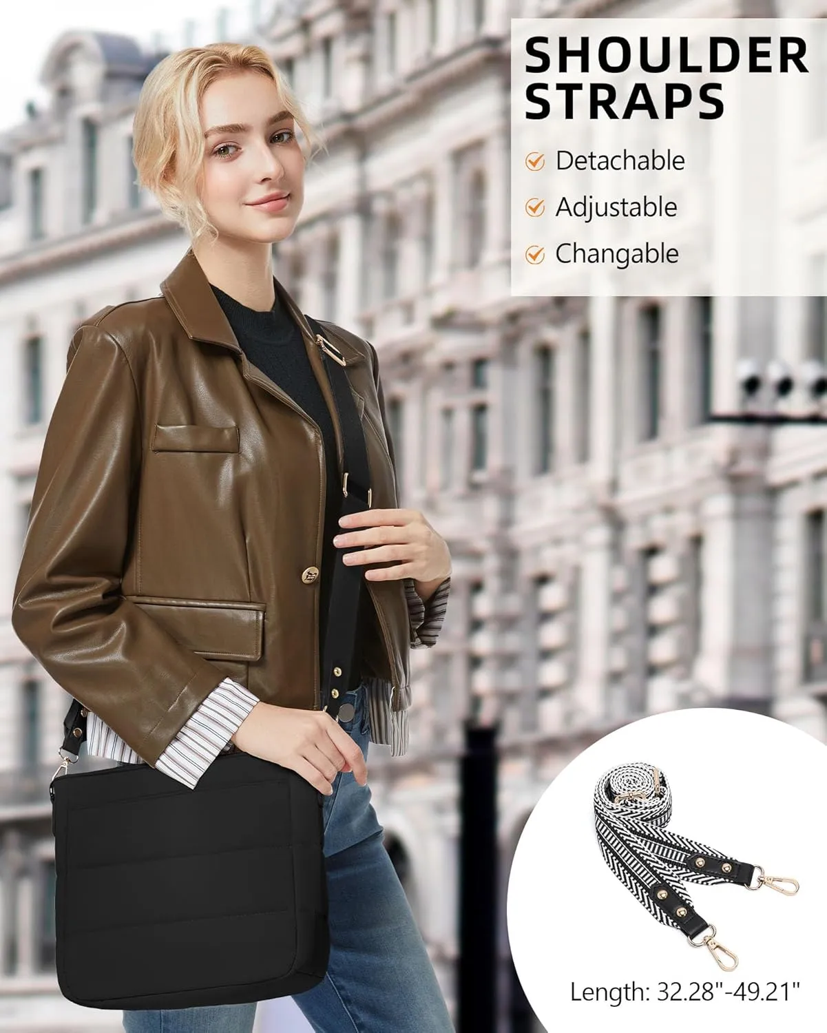Purses for Women 2PCS Puffer Quilted Crossbody Shoulder Hobo Bags Trendy Ladies Handbag with Coin Wallet 2 Adjustable Straps