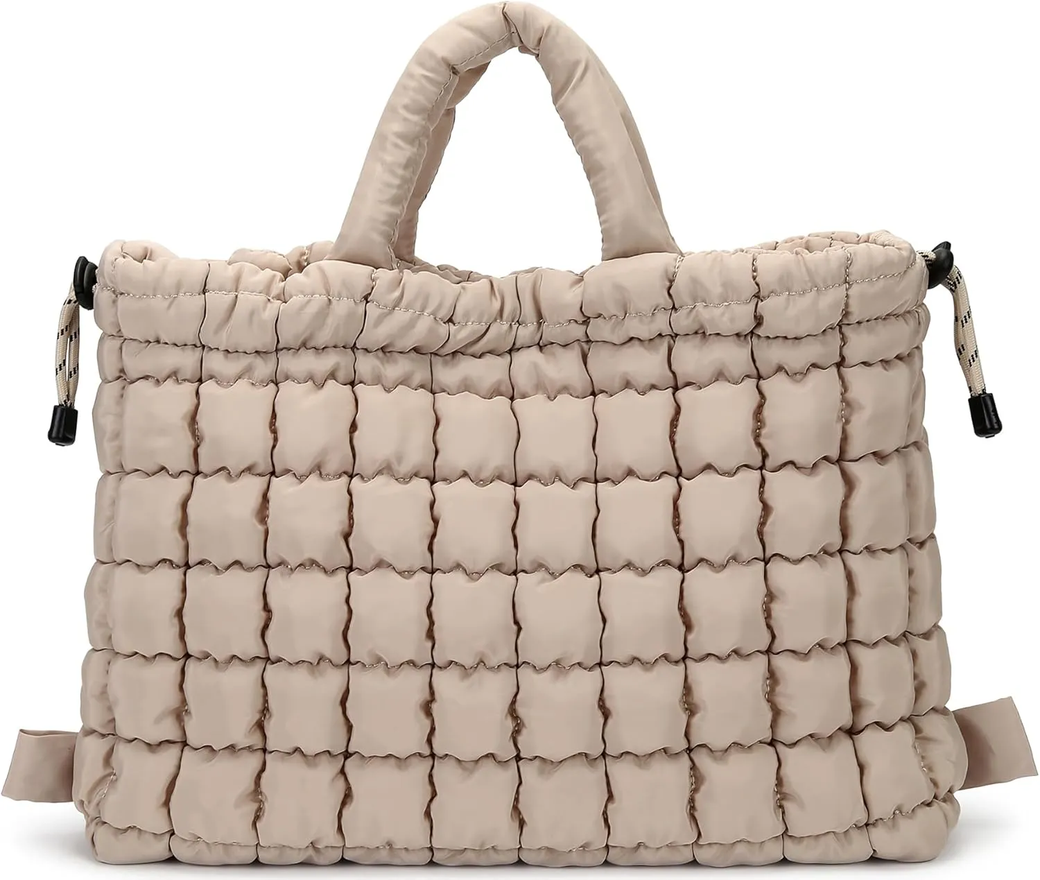 Queenoris Quilted Puffer Work Tote Bag for Women, Large Lightweight Carryall Shoulder Bag with Zipper Crossbody Bag