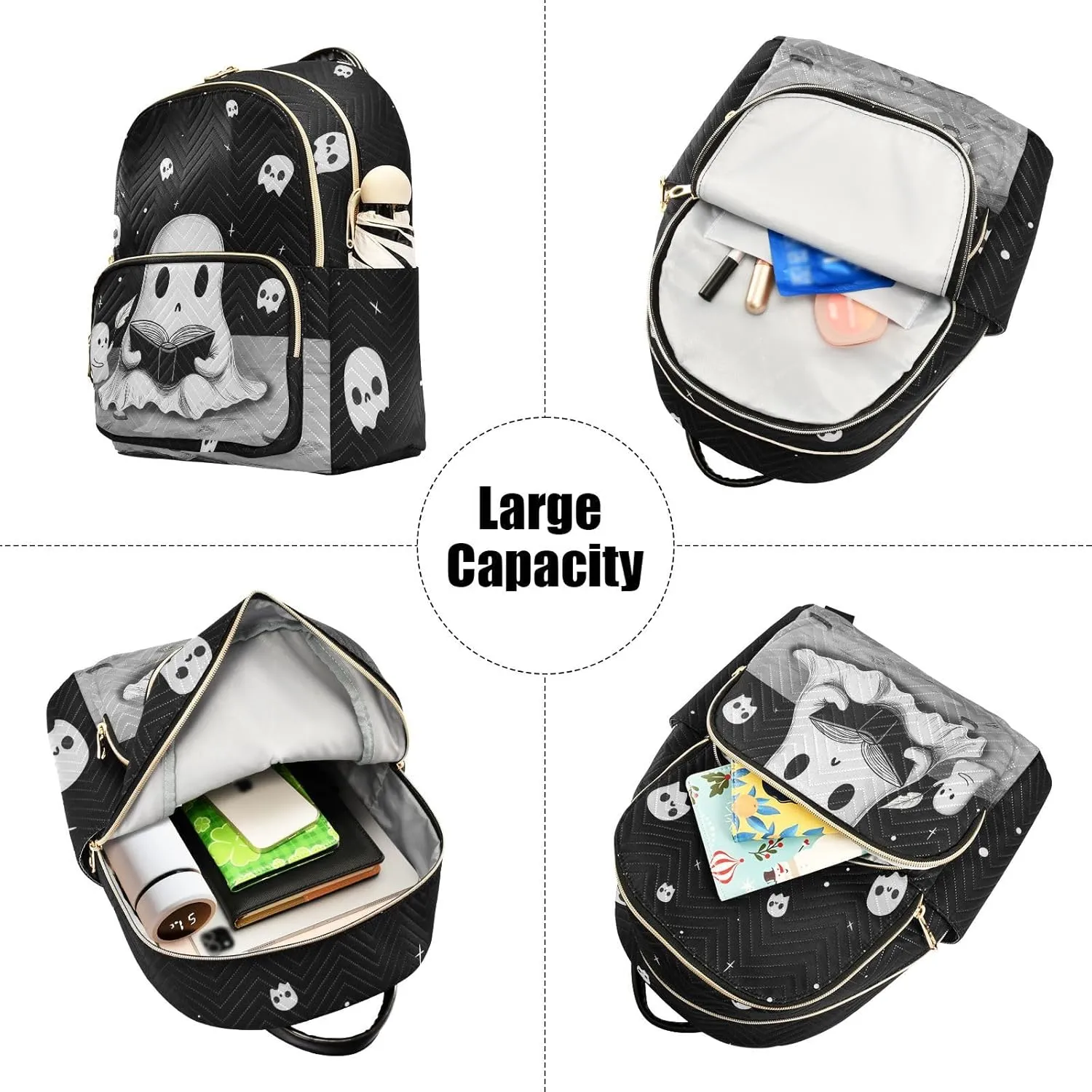 Quilted Backpack Purse for Women Fashion Small Backpack Shoulder Bag Travel Casual Daypack (Ghost, Medium)
