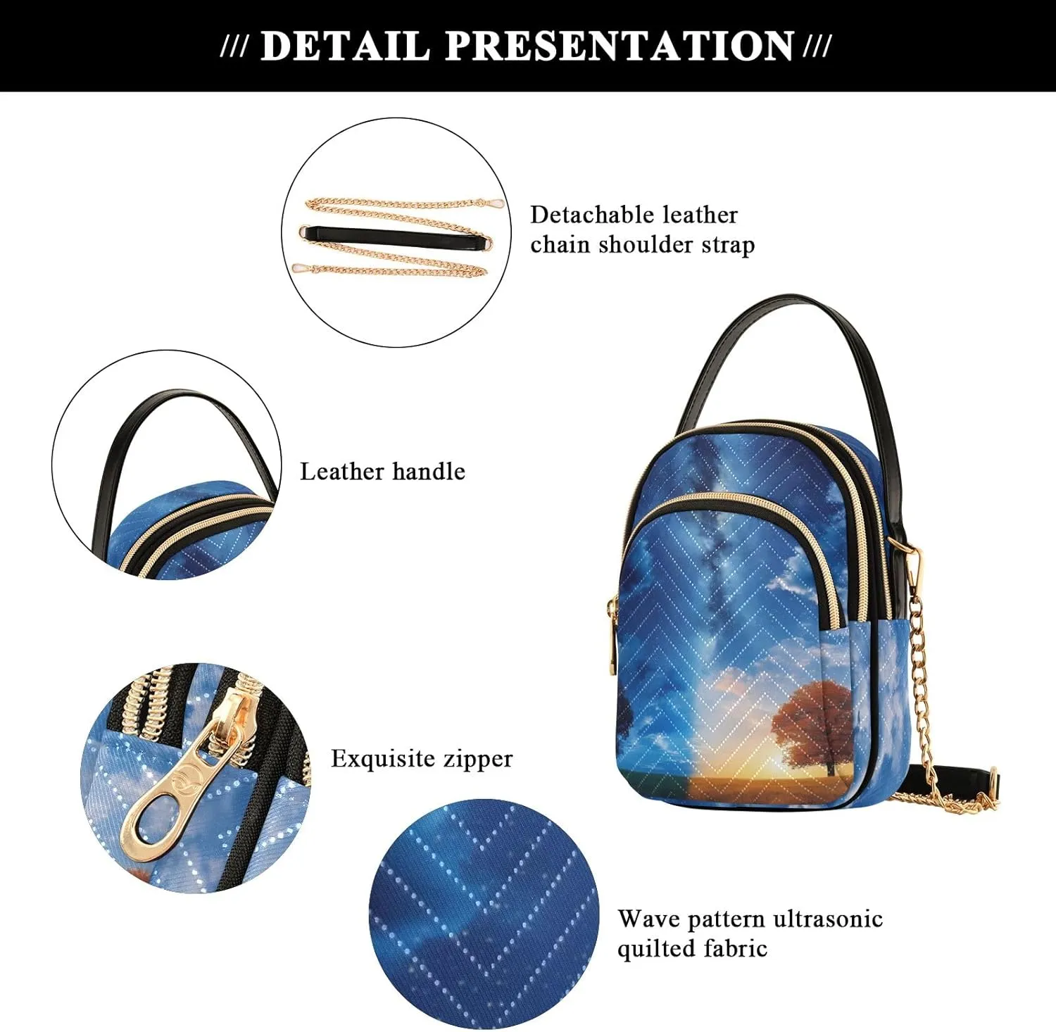 Quilted Crossbody Bag Small Shoulder Purse Women's Handbags Phone Purse with Chain