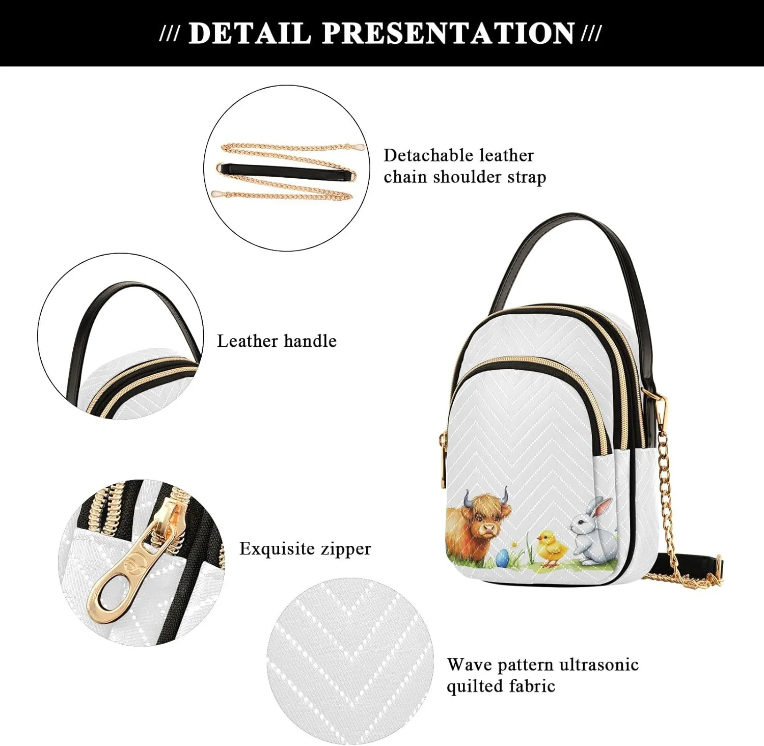 Quilted Crossbody Bag Small Shoulder Purse Women's Handbags Phone Purse with Chain