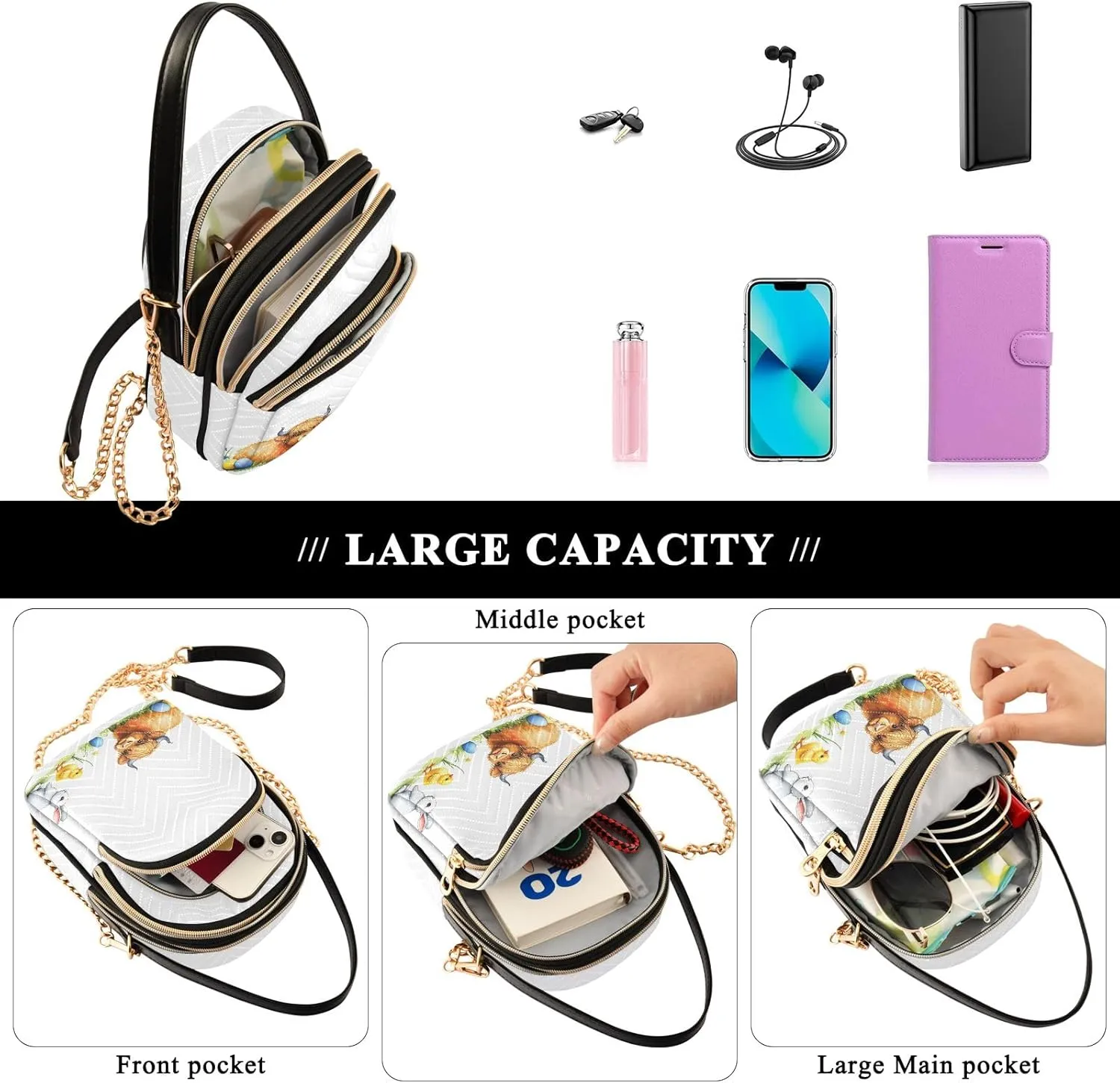 Quilted Crossbody Bag Small Shoulder Purse Women's Handbags Phone Purse with Chain