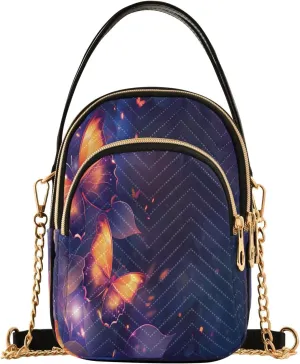 Quilted Crossbody Bags for Women,Butterflies Insects Glow Light Women's Crossbody Handbags Small Travel Purses Phone Bag