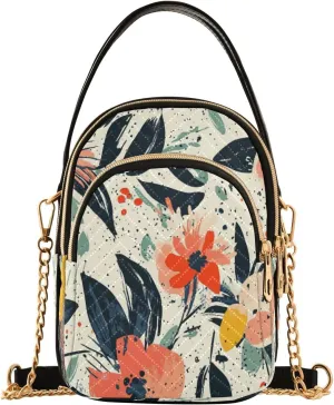 Quilted Crossbody Bags for Women,Ink Flower05 Women's Crossbody Handbags Small Travel Purses Phone Bag