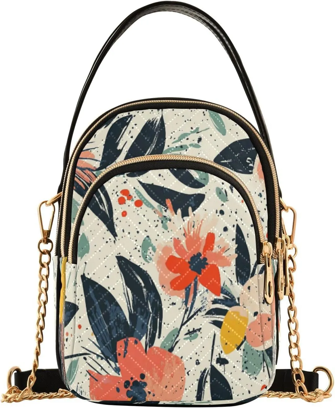 Quilted Crossbody Bags for Women,Ink Flower05 Women's Crossbody Handbags Small Travel Purses Phone Bag