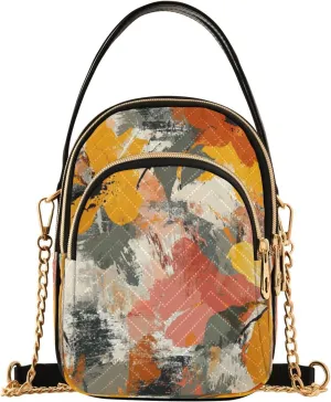 Quilted Crossbody Bags for Women,Ink Orange Flower Women's Crossbody Handbags Small Travel Purses Phone Bag