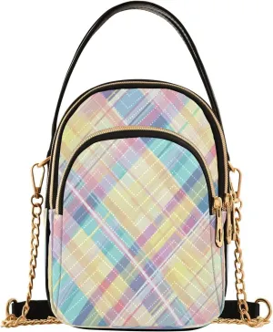 Quilted Crossbody Bags for Women,Light Plaid Romantic Style Women's Crossbody Handbags Small Travel Purses Phone Bag273