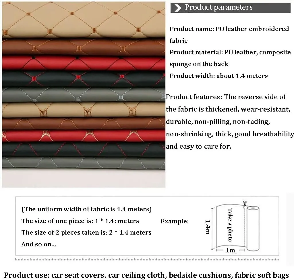 Quilted Faux Leather Vinyl PVC Fabric Waterproof Quilted Diamond Stitch Padded Cushion Linen Wadding Canvas(Brown,1.4X10m)