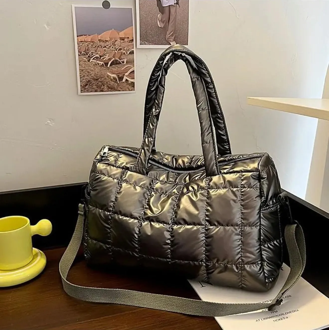 Quilted Lightweight Polyester Bag for Women – Versatile Travel Tote, Durable, Stylish Handbag for Work, Shopping & Daily Use