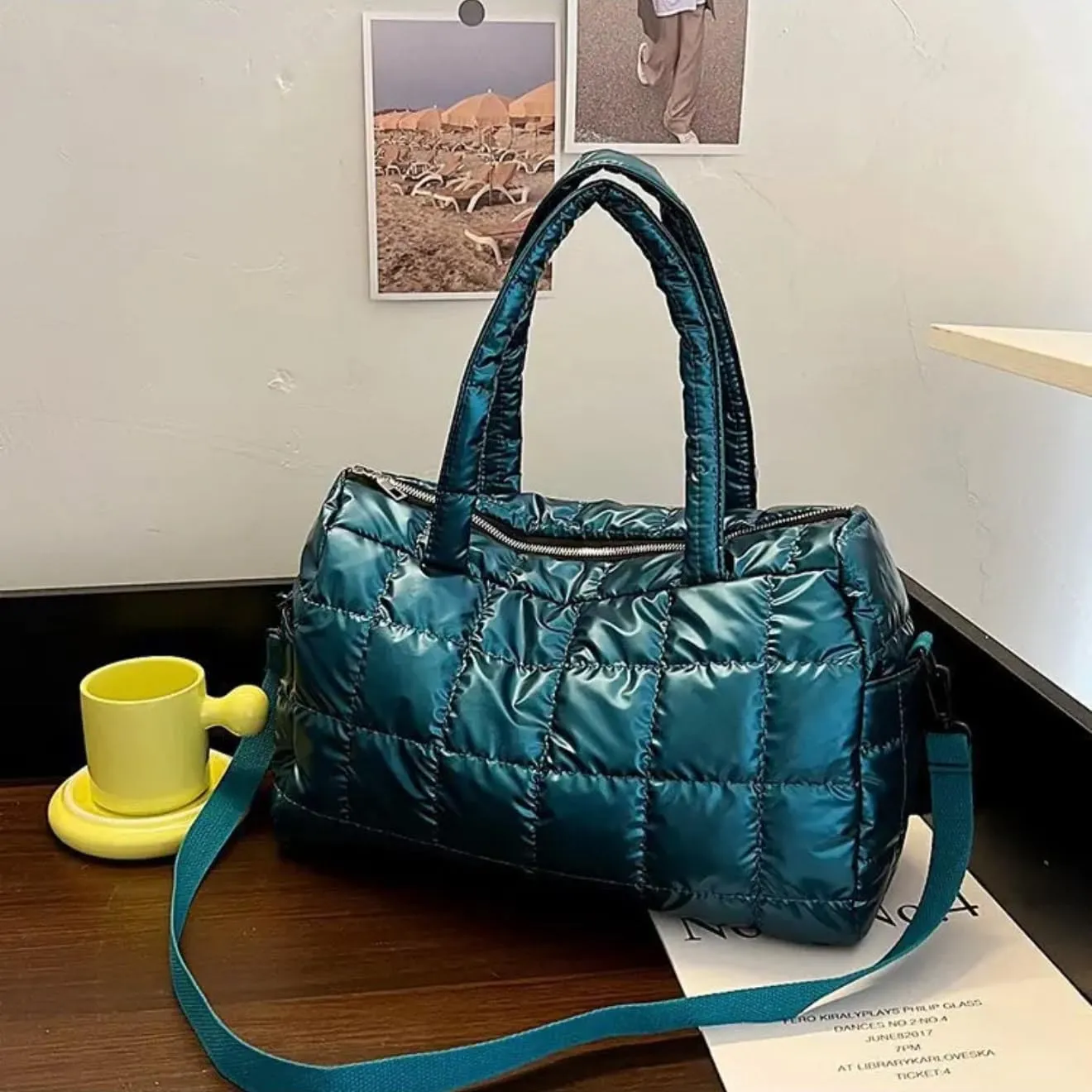 Quilted Lightweight Polyester Bag for Women – Versatile Travel Tote, Durable, Stylish Handbag for Work, Shopping & Daily Use