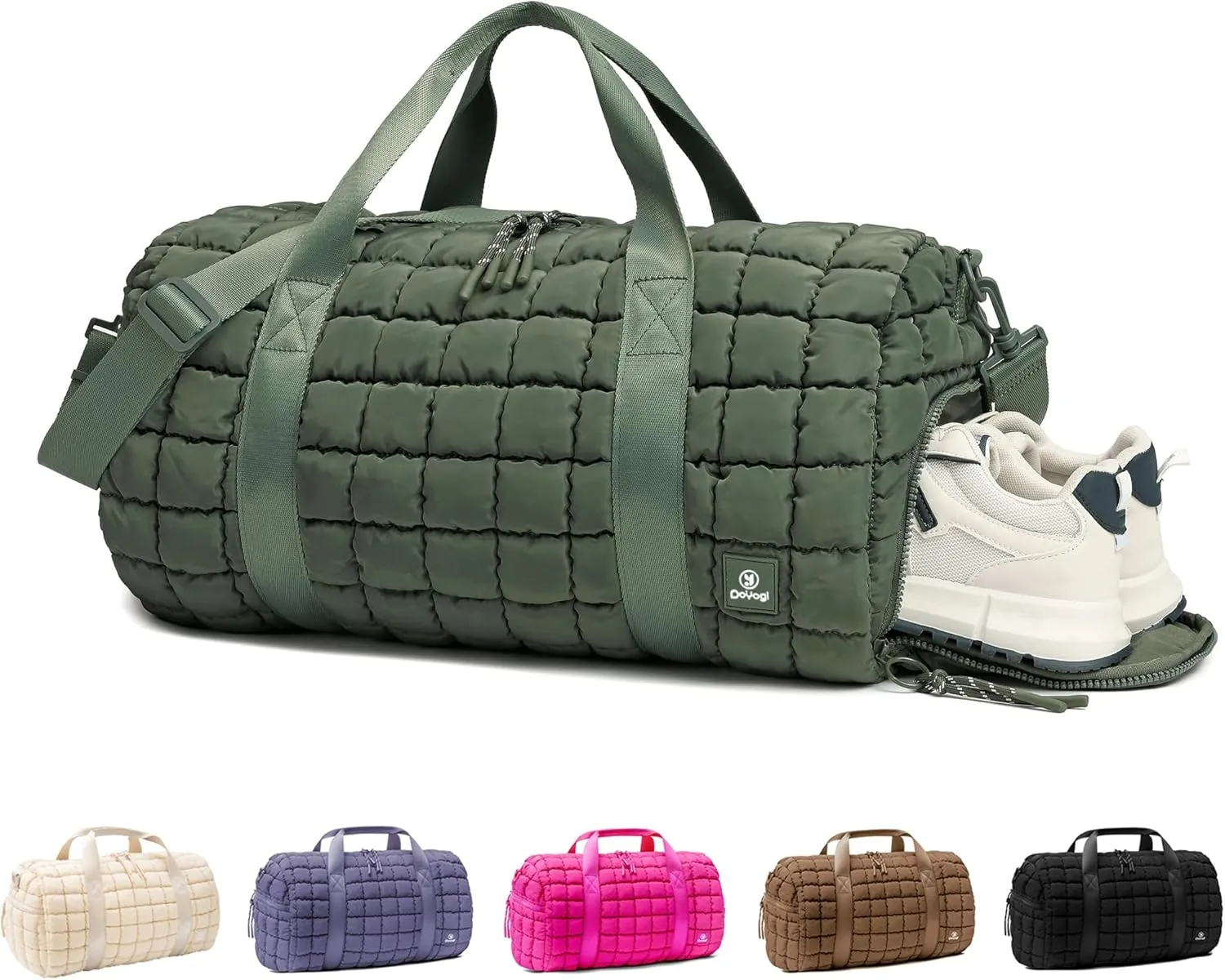 Quilted Puff Travel bag Set-Green