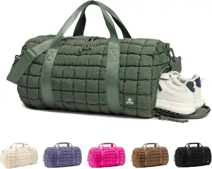 Quilted Puff Travel bag Set-Green