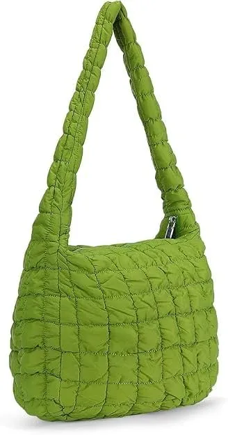 Quilted Puffer Tote Bag for Women Large Quilted Tote Bag Lightweight Nylon Puffy Quilted Padding Hobo Bag Quilted Bag