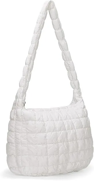 Quilted Puffer Tote Bag for Women Large Quilted Tote Bag Lightweight Nylon Puffy Quilted Padding Hobo Bag Quilted Bag
