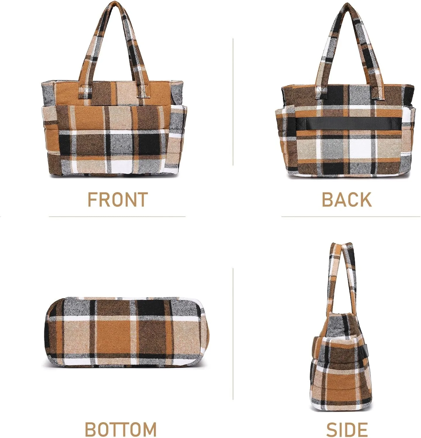 Quilted Puffer Tote Bag for Women Stylish Work Tote with Multiple Compartments Puffy Handbag