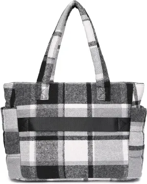 Quilted Puffer Tote Bag for Women Stylish Work Tote with Multiple Compartments Puffy Handbag