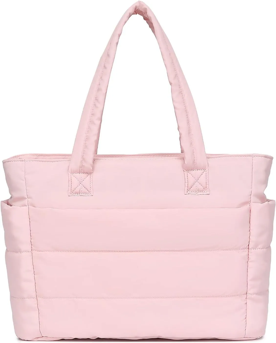Quilted Puffer Tote Bag for Women Stylish Work Tote with Multiple Compartments Puffy Handbag