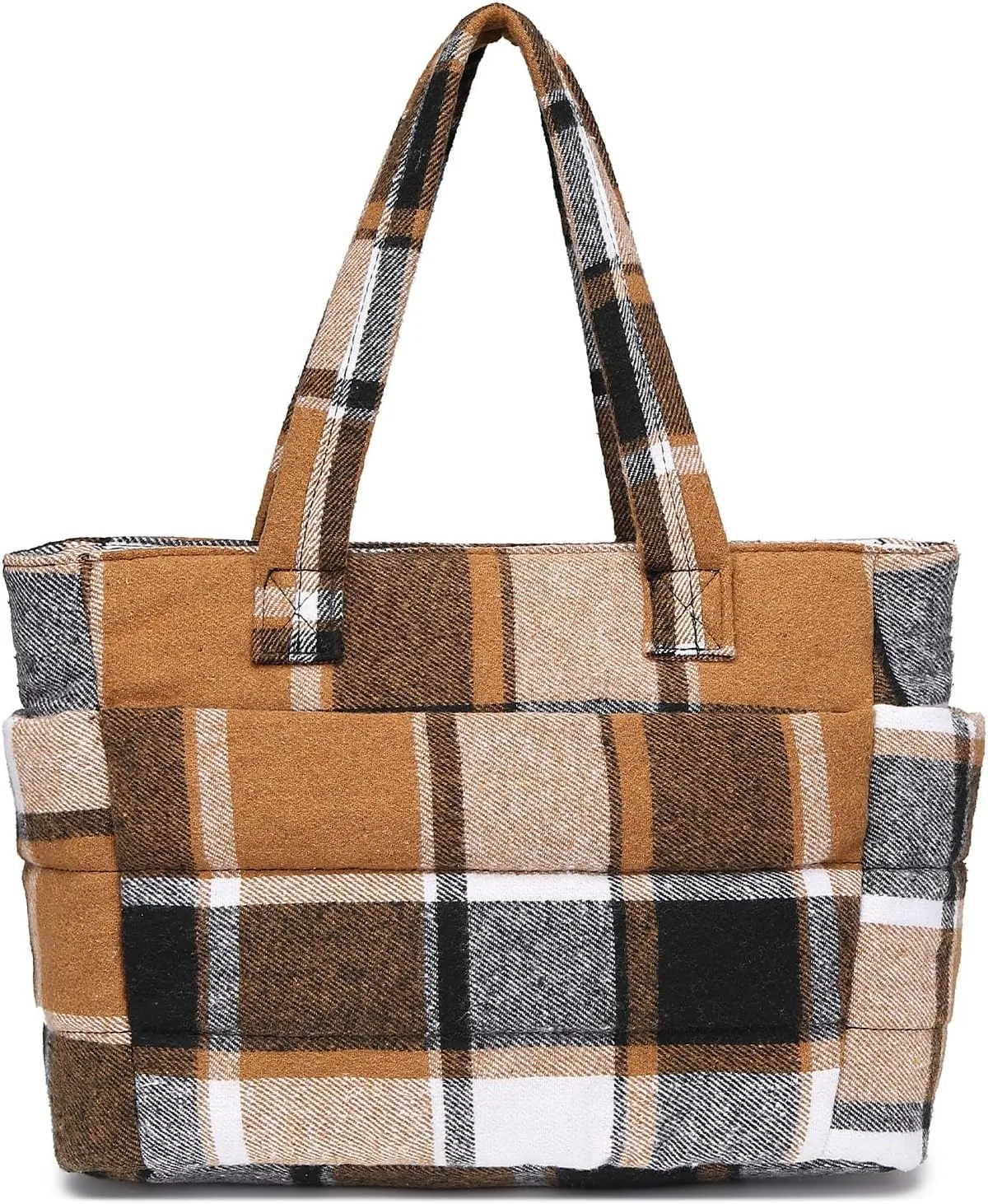 Quilted Puffer Tote Bag for Women Stylish Work Tote with Multiple Compartments Puffy Handbag