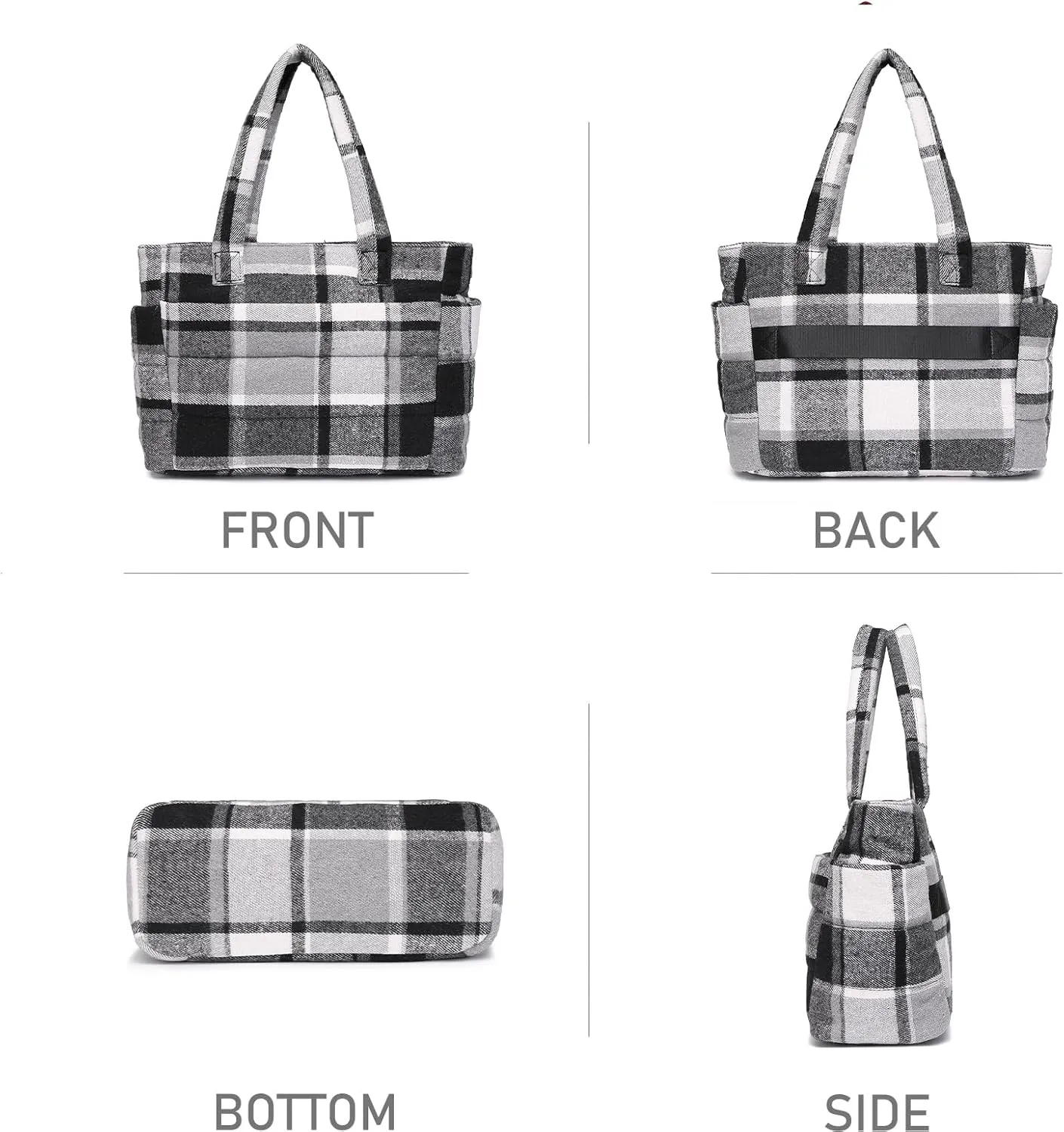 Quilted Puffer Tote Bag for Women Stylish Work Tote with Multiple Compartments Puffy Handbag