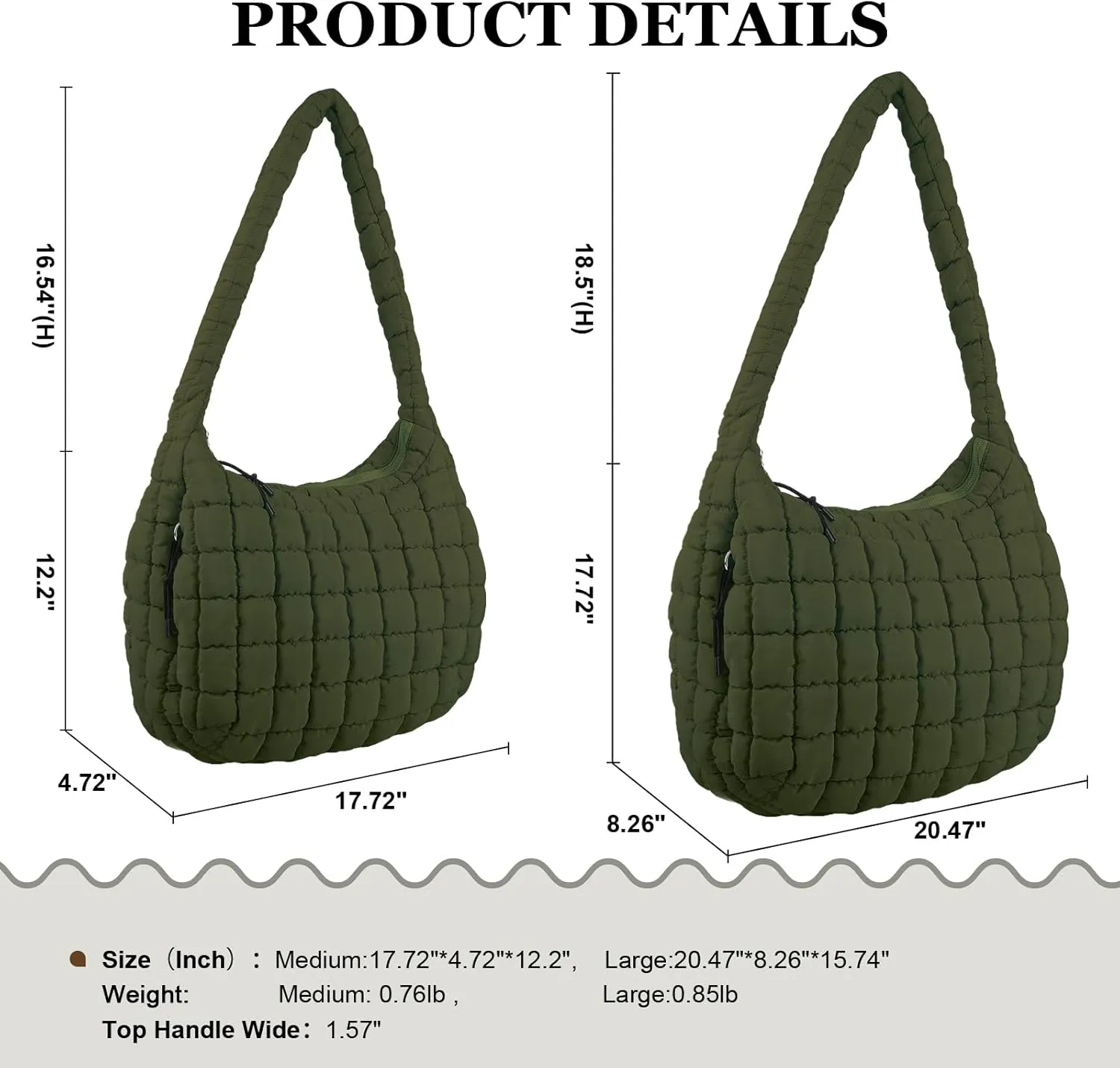Quilted Puffer Tote Bag Large Crossbody Shoulder Bag with Zipper, Nylon Bubble Hobo Handbag Carryall Bag for Women