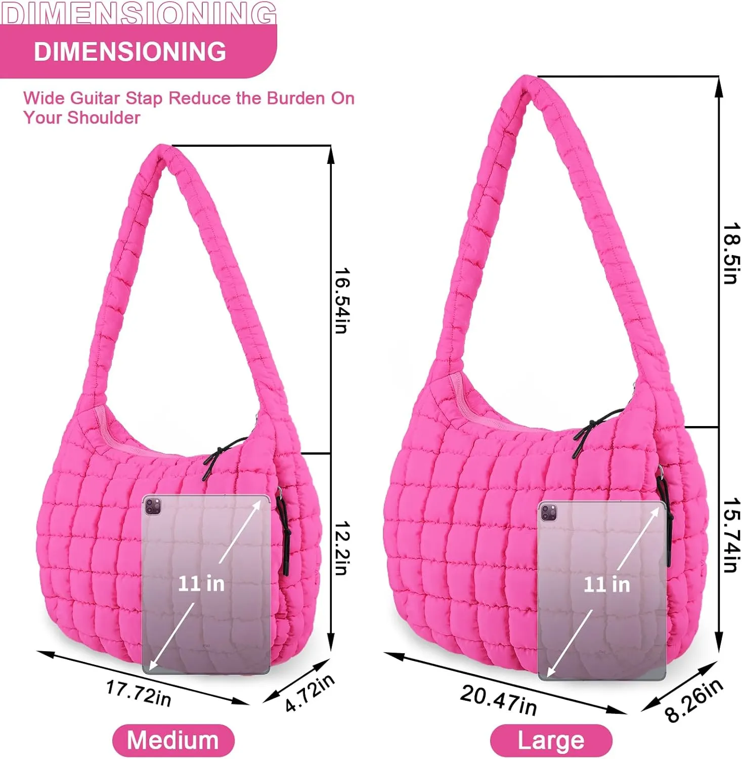 Quilted Puffer Tote Bag Purse Puffy Crossbody Shoulder Bag,Lightweight Nylon Hobo Bag Puffer Carryall Bag for Women Girl