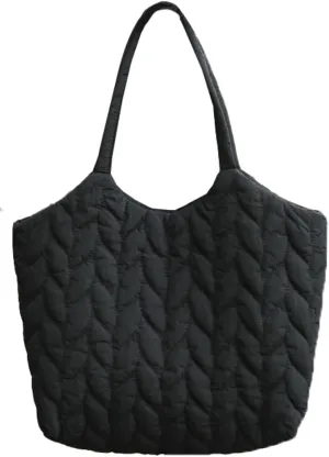 Quilted Shoulder Bag for Women Soft Nylon Purse Large Casual Canvas Handbags Working Shopping Top Handle Bag