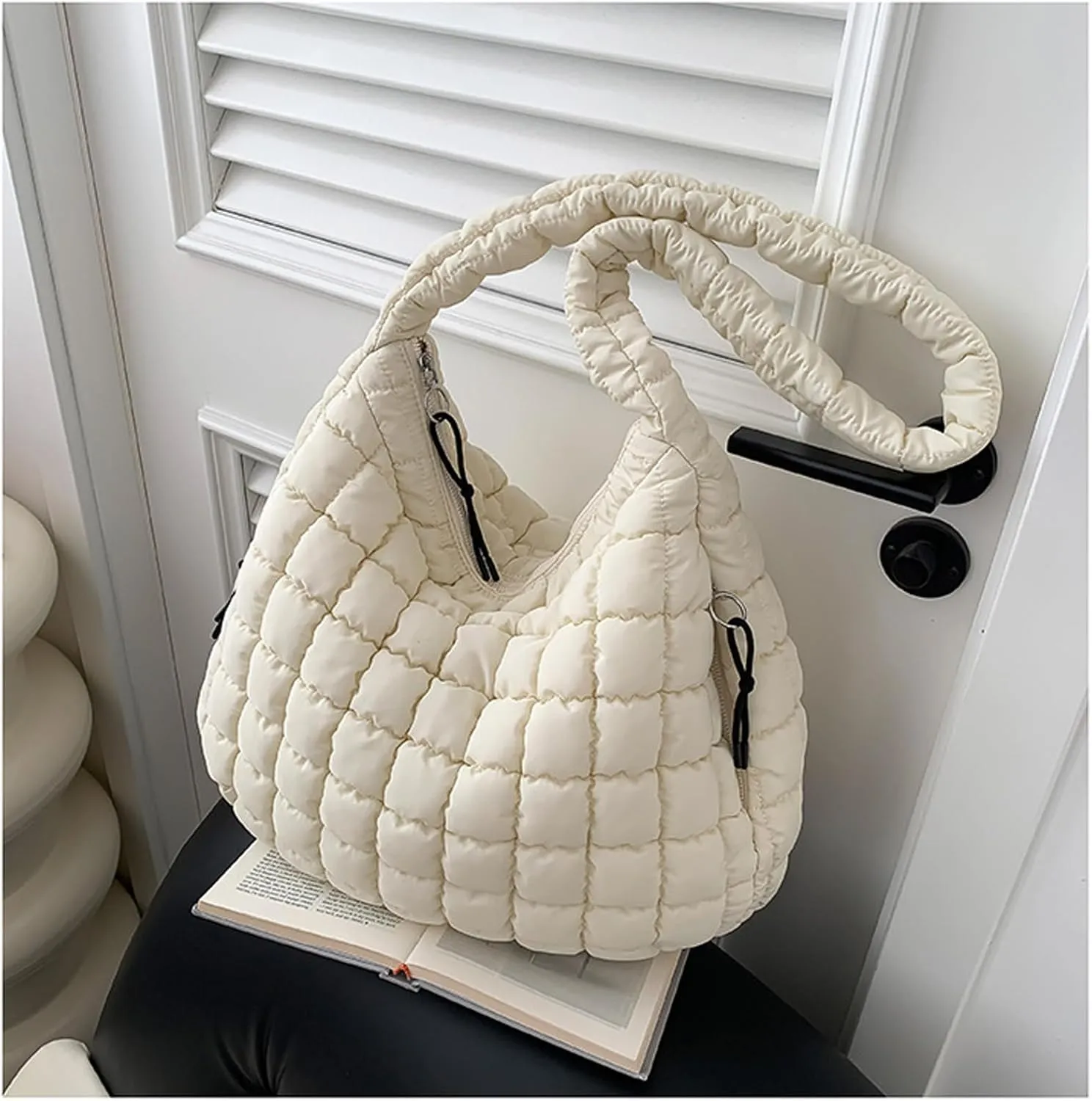 Quilted Tote Bag for Women Crossbody Bag Large Puffer Carryall Bag Lightweight Soft Puffy Shoulder Bag Handbags