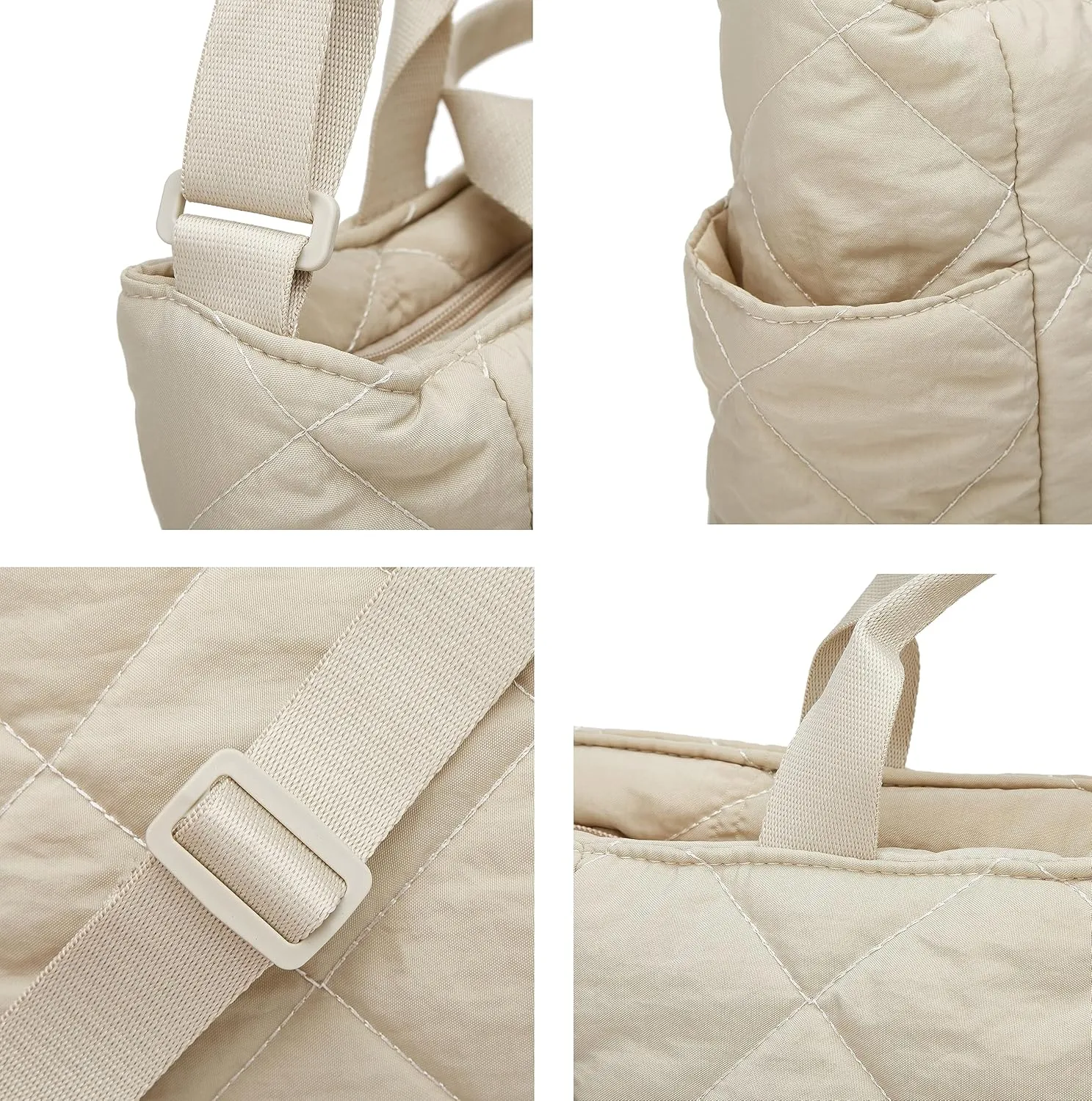 Quilted Tote Bag for Women - Puff Hobo Handbag with Lightweight Padding - Crossbody Satchel Travel Bag