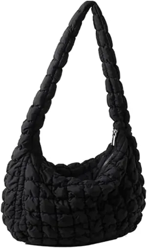 Quilted Tote Bag for Women Puffer Crossbody Bag with Zipper Nylon Hobos Shoulder Bag