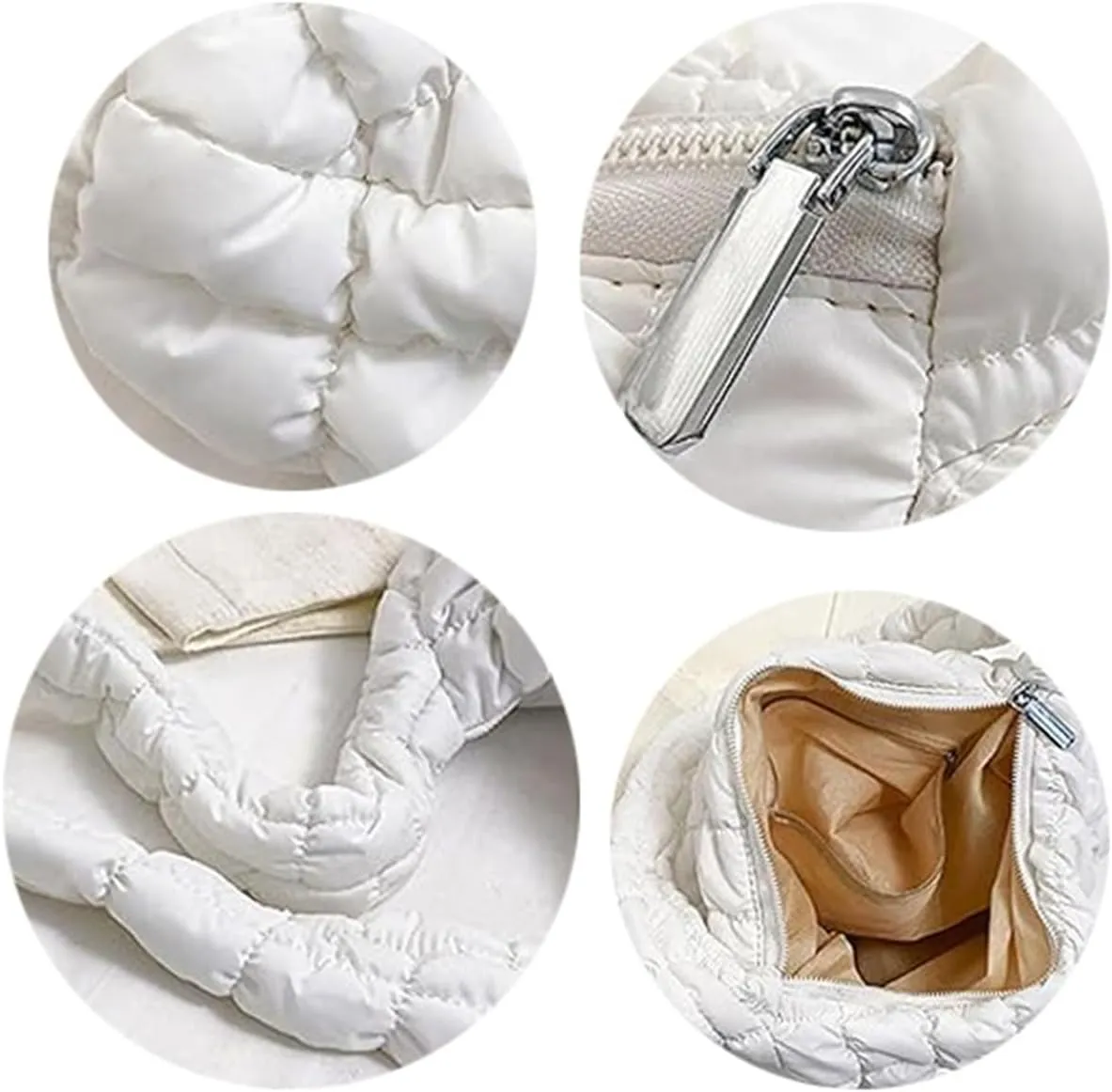 Quilted Tote Bag for Women Puffer Crossbody Bag with Zipper Nylon Hobos Shoulder Bag