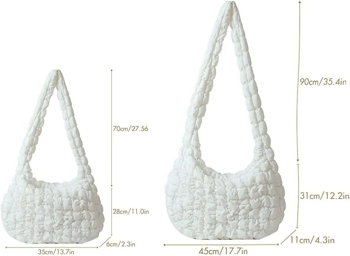 Quilted Tote Bag for Women Puffer Crossbody Bag with Zipper Nylon Hobos Shoulder Bag