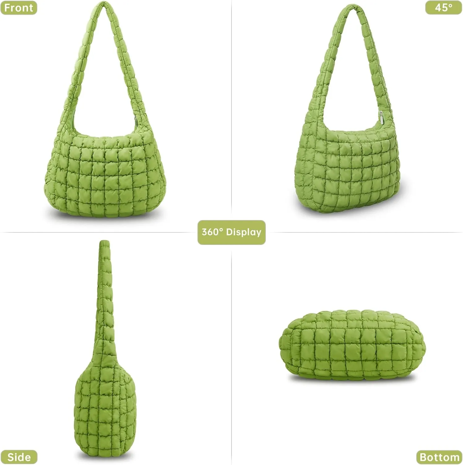 Quilted Tote Bag for Women, Puffer Shoulder Hobo Purse Crossbody Bag Lightweight Padding Handbag