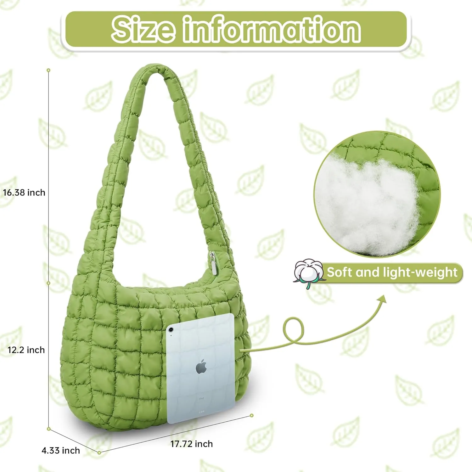 Quilted Tote Bag for Women, Puffer Shoulder Hobo Purse Crossbody Bag Lightweight Padding Handbag