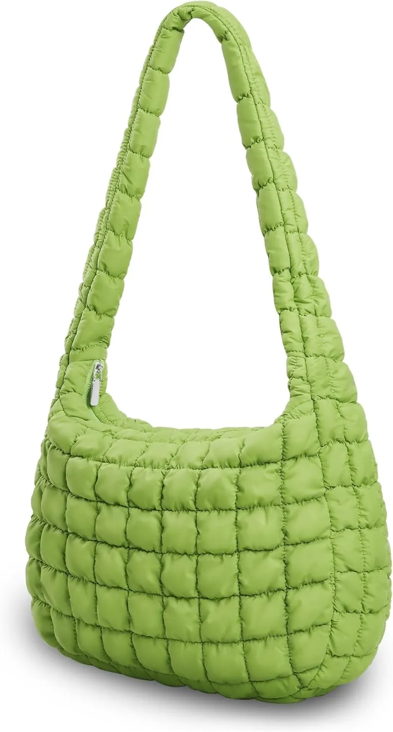 Quilted Tote Bag for Women, Puffer Shoulder Hobo Purse Crossbody Bag Lightweight Padding Handbag