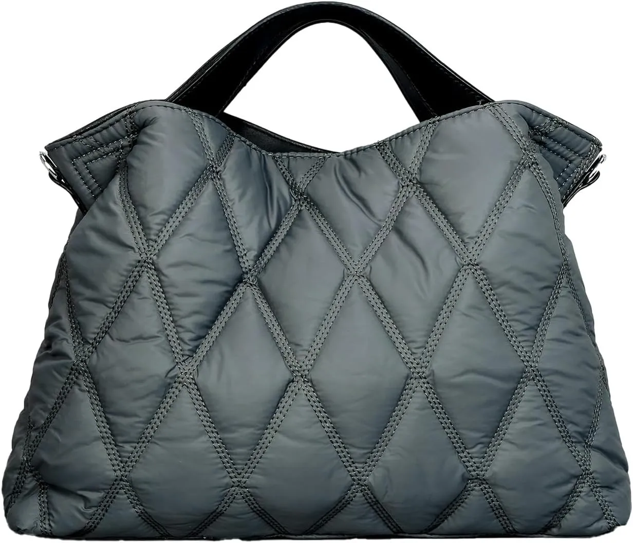 Quilted Tote Bag for Women, Soft Puffer Bag Lightweight Trendy Crossbody Bags Purse with Long Shoulder Strap